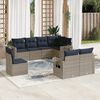 vidaXL 8-teiliges Gartensofa-Set mit Kissen, grau, Polyrattan
