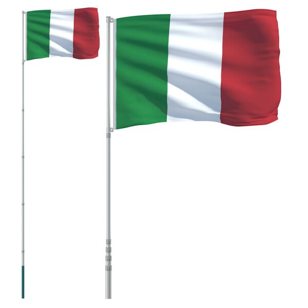 vidaXL Flagge Italiens mit Mast 5,55 m Aluminium