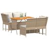vidaXL 3-tlg. Garten-Sofagarnitur mit Kissen Beige Poly Rattan