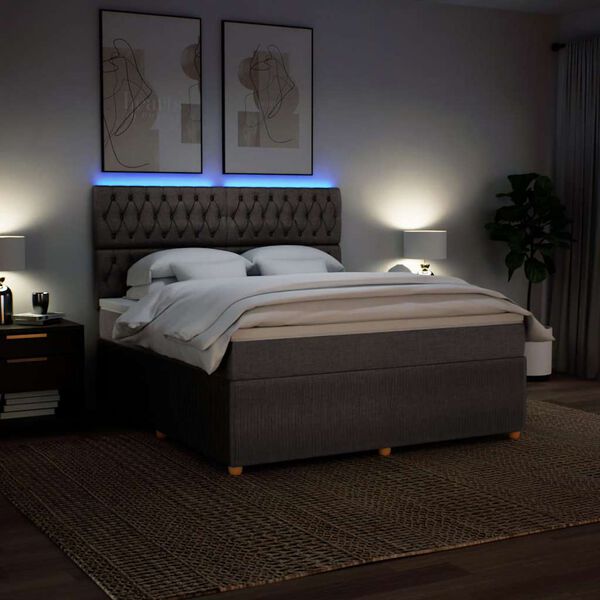 vidaXL Boxspringbett mit Matratze Taupe 180x200 cm Stoff