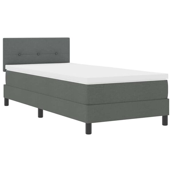 vidaXL Boxspringbett mit Matratze Dunkelgrau 90 x 190 cm Stoff