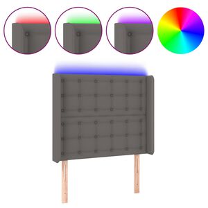 vidaXL LED Kopfteil Grau 93x16x118/128 cm Kunstleder