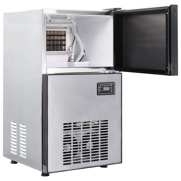 vidaXL Eisw&uuml;rfelbereiter mit T&uuml;r Silber 43 x 40 x 71 cm Edelstahl