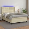 vidaXL Boxspringbett mit Matratze & LED Creme 140x200 cm Kunstleder