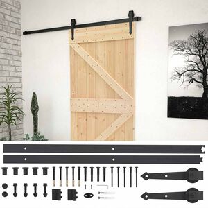 vidaXL Schiebet&uuml;r Nat&uuml;rlich und Schwarz 80 x 210 cm