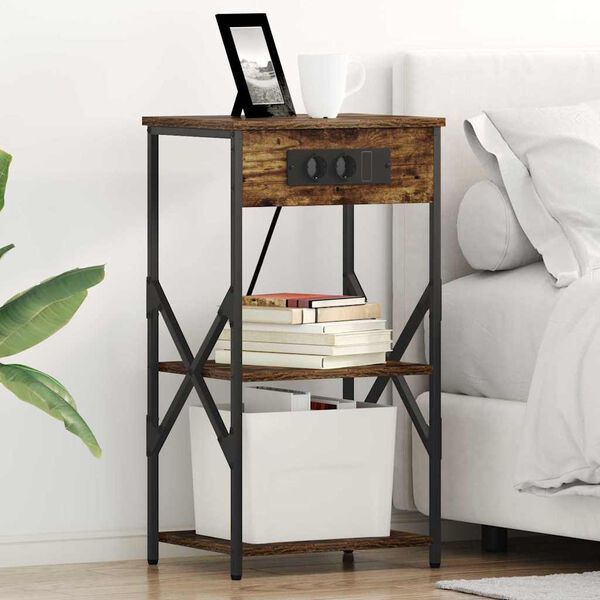 vidaXL Nachttisch Ger&auml;ucherte Eiche 41 x 31 x 76 cm Holzwerkstoff