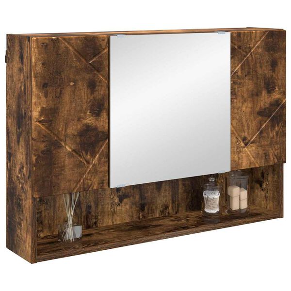 vidaXL Spiegelschrank Ger&auml;ucherte Eiche 80 x 17 x 55 cm Holzwerkstoff