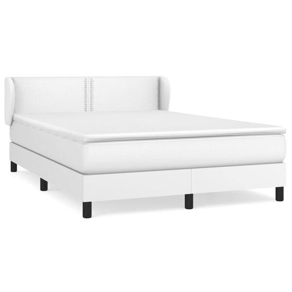 vidaXL Boxspringbett mit Matratze Wei&szlig; 140x200 cm Kunstleder