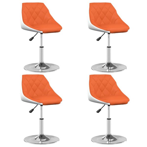 vidaXL Esszimmerst&uuml;hle 4 Stk. Drehbar Orange und Wei&szlig; Kunstleder