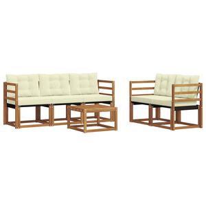 vidaXL Outdoor-Sofagarnitur mit Kissen 6 pcs Natur und Creme