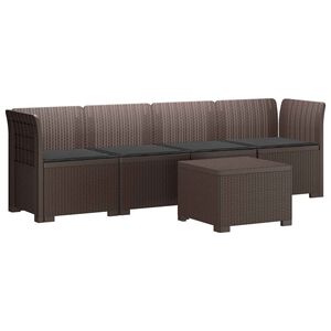 vidaXL 4-Sitzer Gartensofa mit Kissen Rattan Look PP Braun