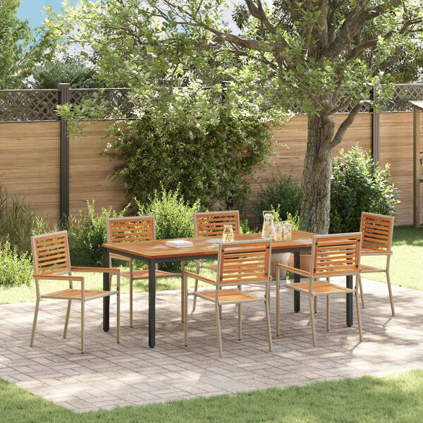 vidaXL Garten Essgruppe 7 pcs Beige und Braun Poly-Rattan
