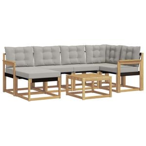 vidaXL Outdoor-Sofagarnitur 7 stk. Wei&szlig; und Hellgrau