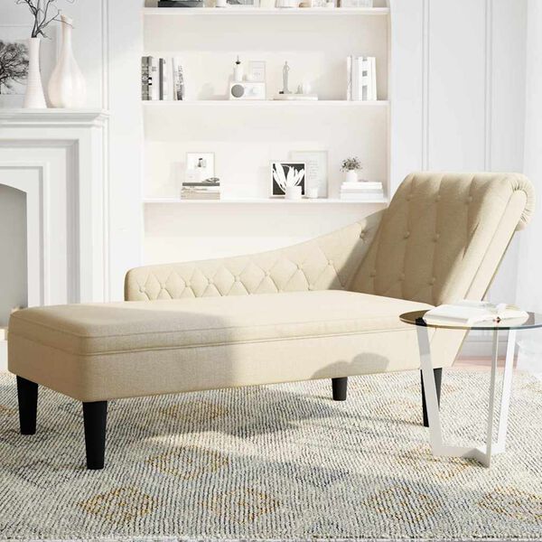 vidaXL Chaiselongue mit Kissen und Rechter Armlehne Creme Stoff