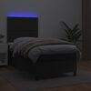 vidaXL Boxspringbett mit Matratze & LED Schwarz 90x190 cm Kunstleder