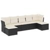vidaXL 7-tlg. Garten-Sofagarnitur mit Kissen Schwarz Poly Rattan