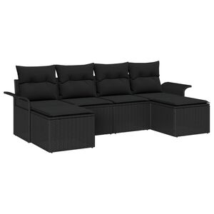 vidaXL Gartensofa-set mit Kissen 6 pcs Schwarz Poly-Rattan