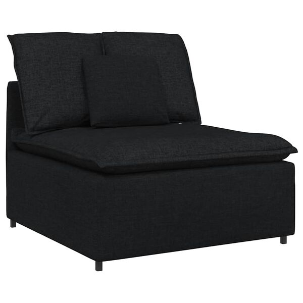 vidaXL Modulares Sofa mit Fu&szlig;hocker Kissen Stoff Schwarz