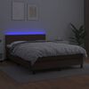 vidaXL Boxspringbett mit Matratze & LED Braun 140x190 cm Kunstleder