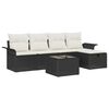 vidaXL Garten-Sofa-Set mit Kissen 6 pcs Schwarz Poly Rattan