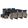 vidaXL 11-teiliges Garten-Ess-Set mit Kissen, grau, Polyrattan