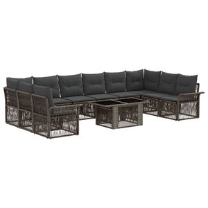 vidaXL Gartensofa-set 11 stk. Grau und Dunkelgrau Poly-Rattan