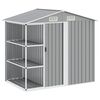 vidaXL Gartenhaus mit Regal Grau 205x130x183 cm Eisen