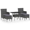 vidaXL 5-tlg. Garten-Essgruppe Poly Rattan und Hartglas Grau