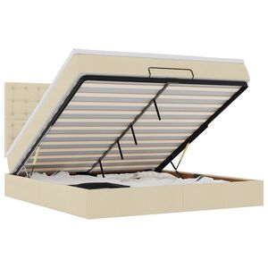 vidaXL Ottoman-Bett mit Matratze & LEDs Creme 180x200 cm Stoff