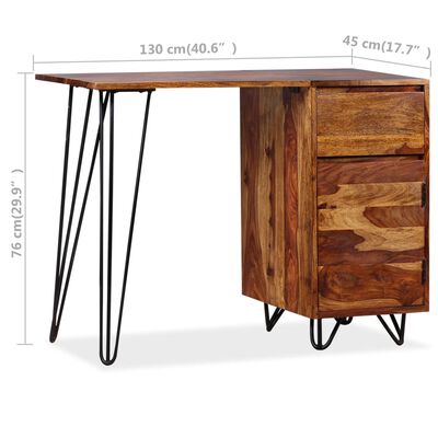 vidaXL Schreibtisch mit 1 Schublade und 1 Schrank Massivholz
