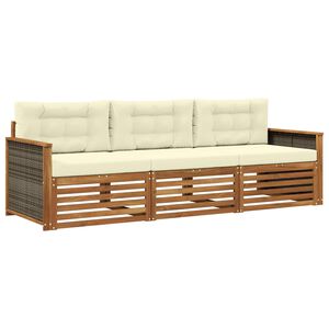 vidaXL Outdoor-Sofagarnitur 3 stk. Natur und Creme