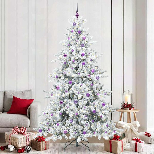 vidaXL K&uuml;nstlicher klappbarer Weihnachtsbaum Wei&szlig; 240 cm PVC und Stahl