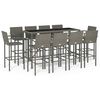 vidaXL 11-tlg. Gartenbar-Set Grau Poly Rattan