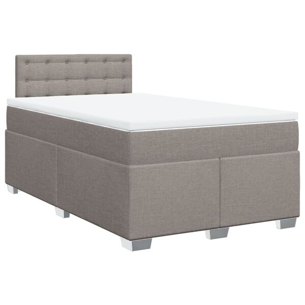 vidaXL Boxspringbett mit Matratze Taupe 120x190 cm Stoff
