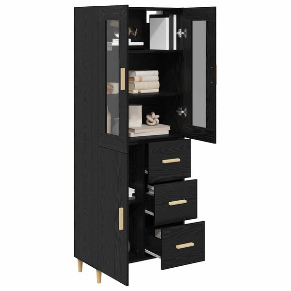 vidaXL Highboard Schwarz Eichen-Optik 69,5 x 34 x 180 cm Holzwerkstoff