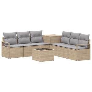 vidaXL Sofa Set 8 stk. Beige und Hellgrau Polyrattan und Stahl