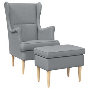 vidaXL Sessel mit Fu&szlig;hocker 2 stk. Hellgrau Stoff
