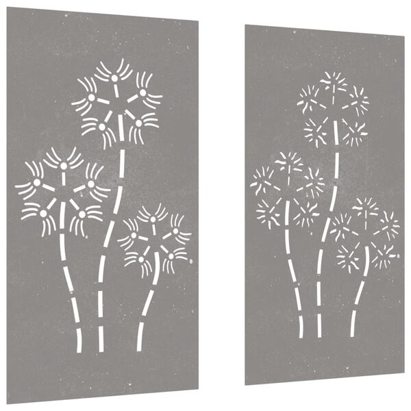 vidaXL 2-tlg. Garten-Wanddeko 105x55 cm Cortenstahl Blumen-Design