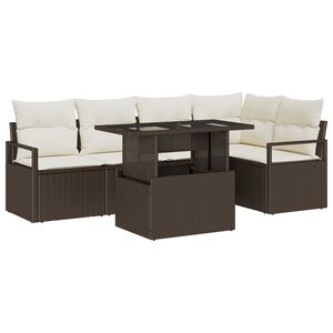 vidaXL Gartensofa-set mit Kissen mit Speicher 6 pcs Braun Poly Rattan