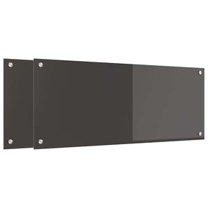 vidaXL K&uuml;chenr&uuml;ckwand 2 pcs Dunkelgrau 100 x 40 cm Geh&auml;rtetes Glas