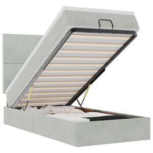 vidaXL Ottoman-Bett mit Matratzen & LEDs Hellgrau 80x200 cm Samt