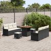 vidaXL Garten-Sofa-Set mit Kissen mit Speicher 9 pcs Schwarz und Creme