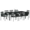 vidaXL Garten Essgruppe 9 pcs Schwarz PE-Rattan