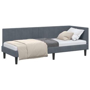 vidaXL Eckbettgestell mit Kopfteil Dunkelgrau 80 cm x 200 cm Samt