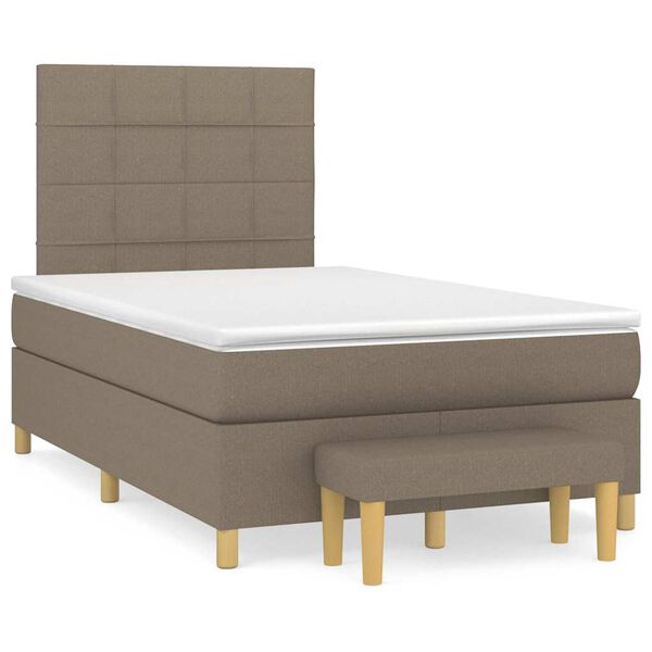 vidaXL Boxspringbett mit Matratze Taupe 120x190 cm Stoff
