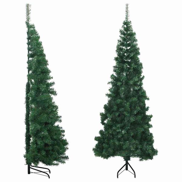 vidaXL K&uuml;nstlicher Eck-Weihnachtsbaum Gr&uuml;n 210 cm PVC