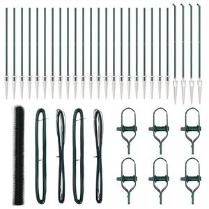 vidaXL Zaunpfosten Gr&uuml;n 50 x 1,5 m (36 mm Maschenweite) Stahl und PVC