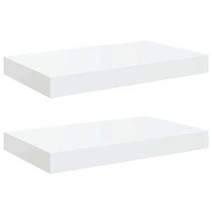 vidaXL Schweberegale 2 Stk. Hochglanz-Wei&szlig; 40x23x3,8 cm MDF