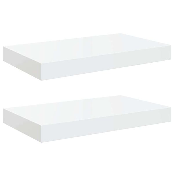 vidaXL Schweberegale 2 Stk. Hochglanz-Wei&szlig; 40x23x3,8 cm MDF