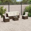 vidaXL 6-tlg. Garten-Sofagarnitur mit Kissen Braun Poly Rattan